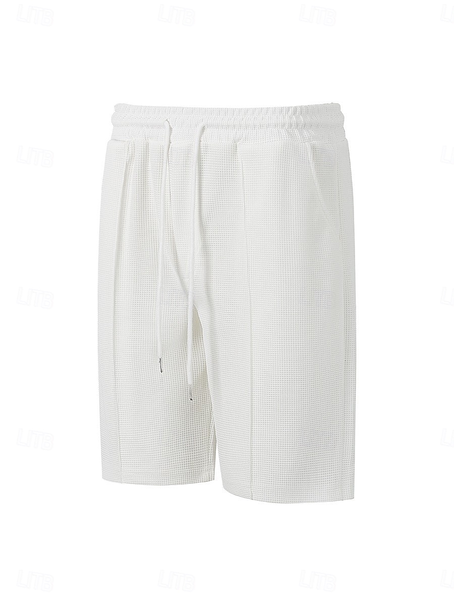 Homens Calções Waffle Calção Shorts de verão Shorts casuais Com Cordão Bolsos Cintura elástica Tecido Conforto Respirável Curto Ao ar livre Férias Verão Desporto Casual Vinho Micro-Elástica de 2026 por $18.99 –P6