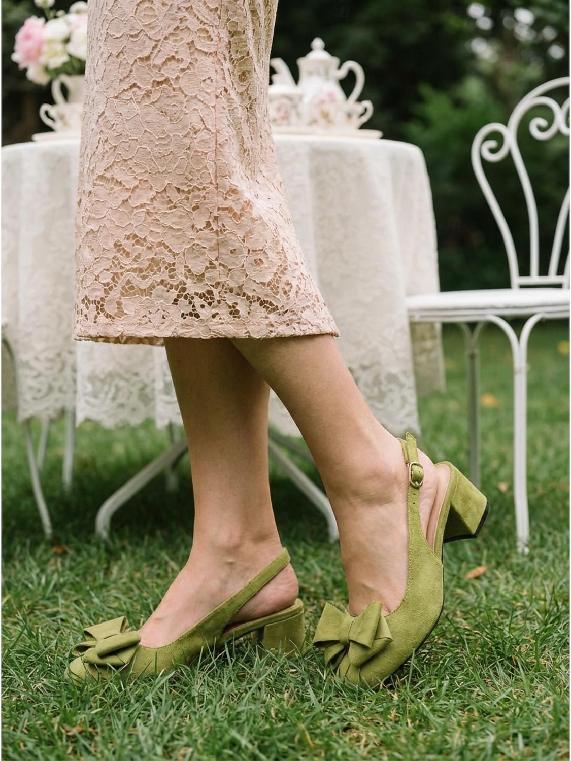 décolleté con tacco a blocco rosa cipria da donna, tacchi a spillo con fiocco, eleganti scarpe per la mamma della sposa per matrimoni in città del 2026 a $64.99 –P2