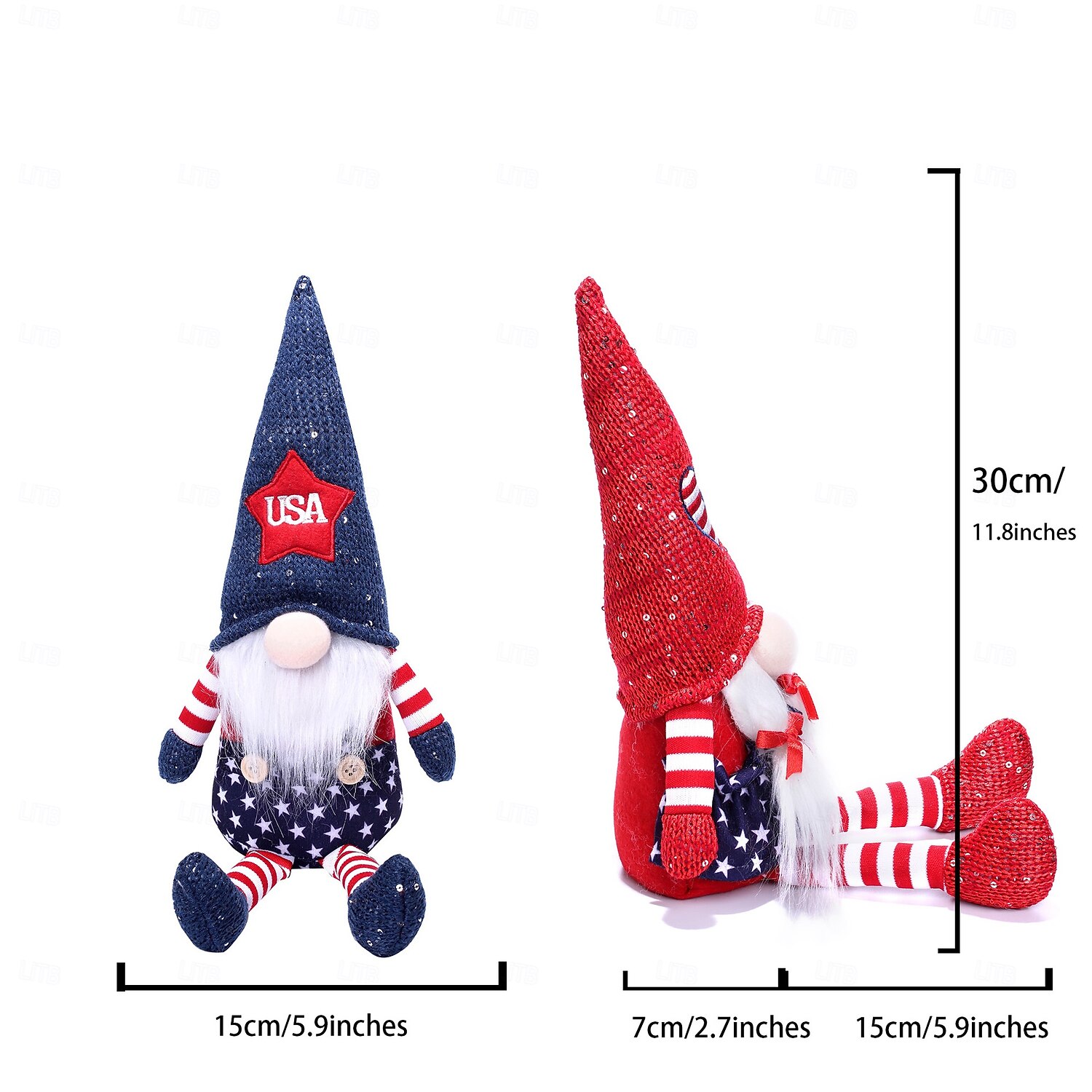 2 Pack Independence Day Striped Pentagram Dwarf Faceless Doll Rudolf Doll Decoration 2026 - $19.99 –P6