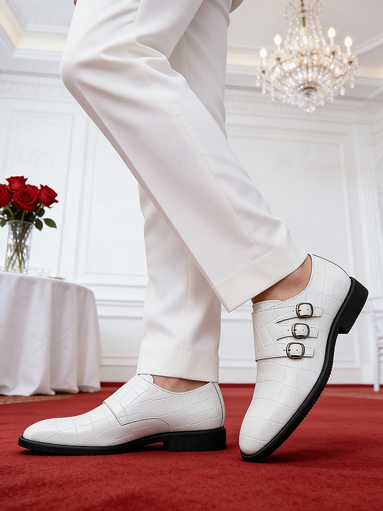 mocassini da uomo in similpelle bianca da matrimonio dal design moderno, eleganti scarpe formali per lo sposo e gli invitati al matrimonio del 2026 a $46.99 –P5