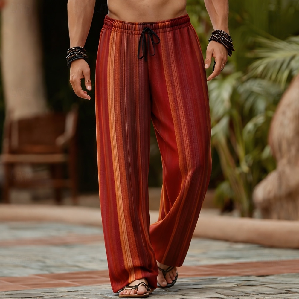 Bărbați Geometric Dungi Culoare gradient Pantaloni Pantaloni casual Pantaloni largi Talie medie Modă Casă În aer liber Vacanță Talie elastică cu șnur Pantaloni din material textil cu buzunare Var 2026 - $27.99 –P2