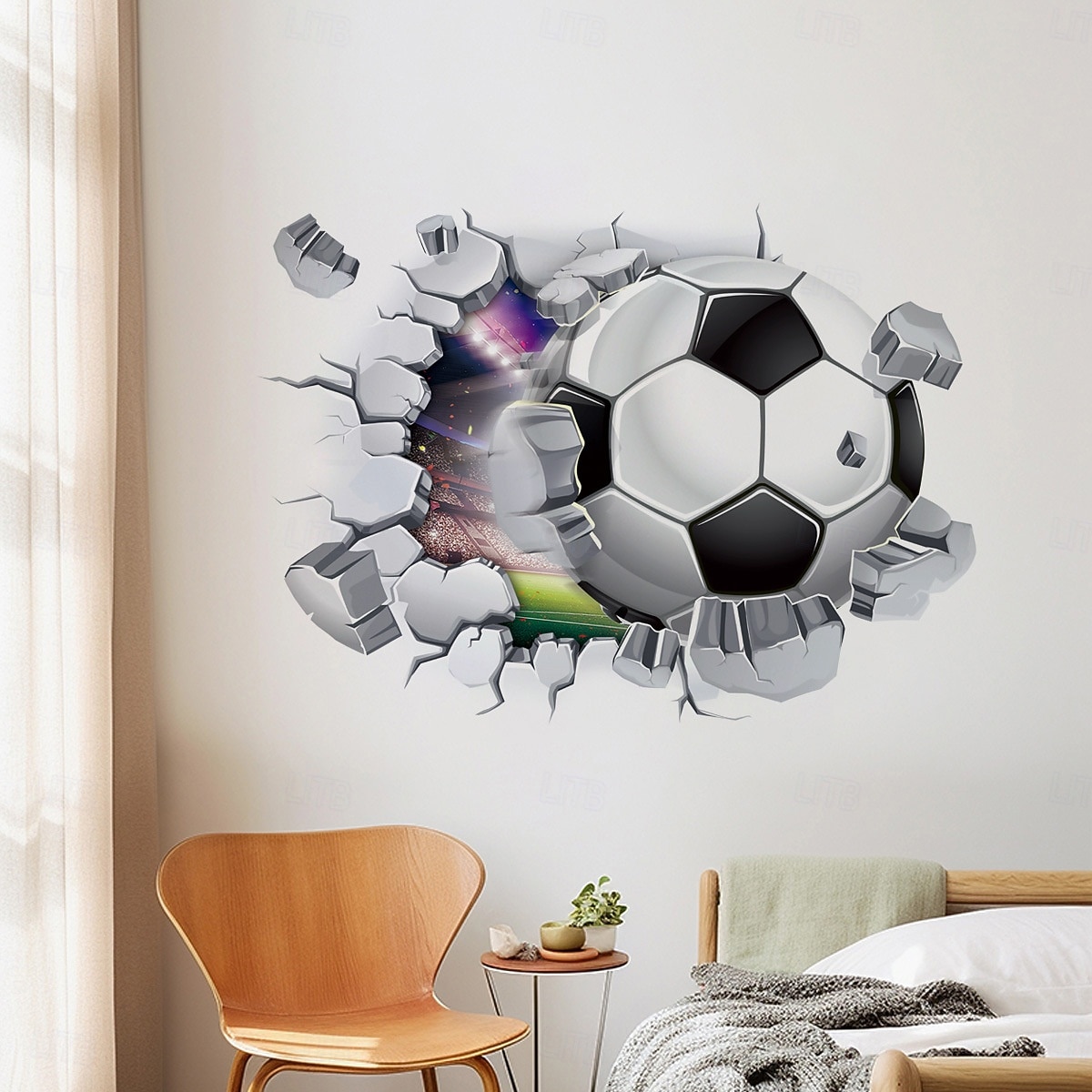 Veggklistremerke til sommerkamp med fotball, statisk fotballveggklistremerke for fans, avtakbart vindusklistremerke til festdekor, dekorasjon av sportsbaratmosfære i stue og soverom 2026 - $19.99 –P3
