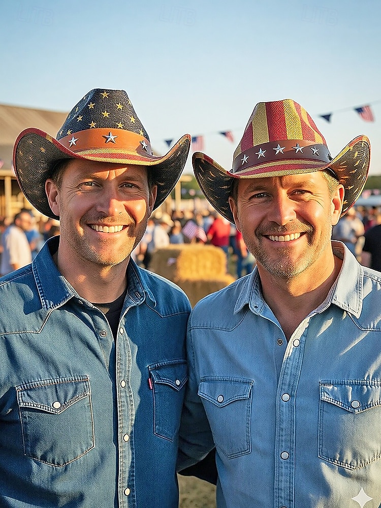 250. výročí Spojených států pánský slaměný westernový klobouk s potiskem vlastenecké vlajky prodyšný tkaný fedora styl v několika designech festivalové prázdninové a volnočasové nošení 2026 - $29.99 –P1