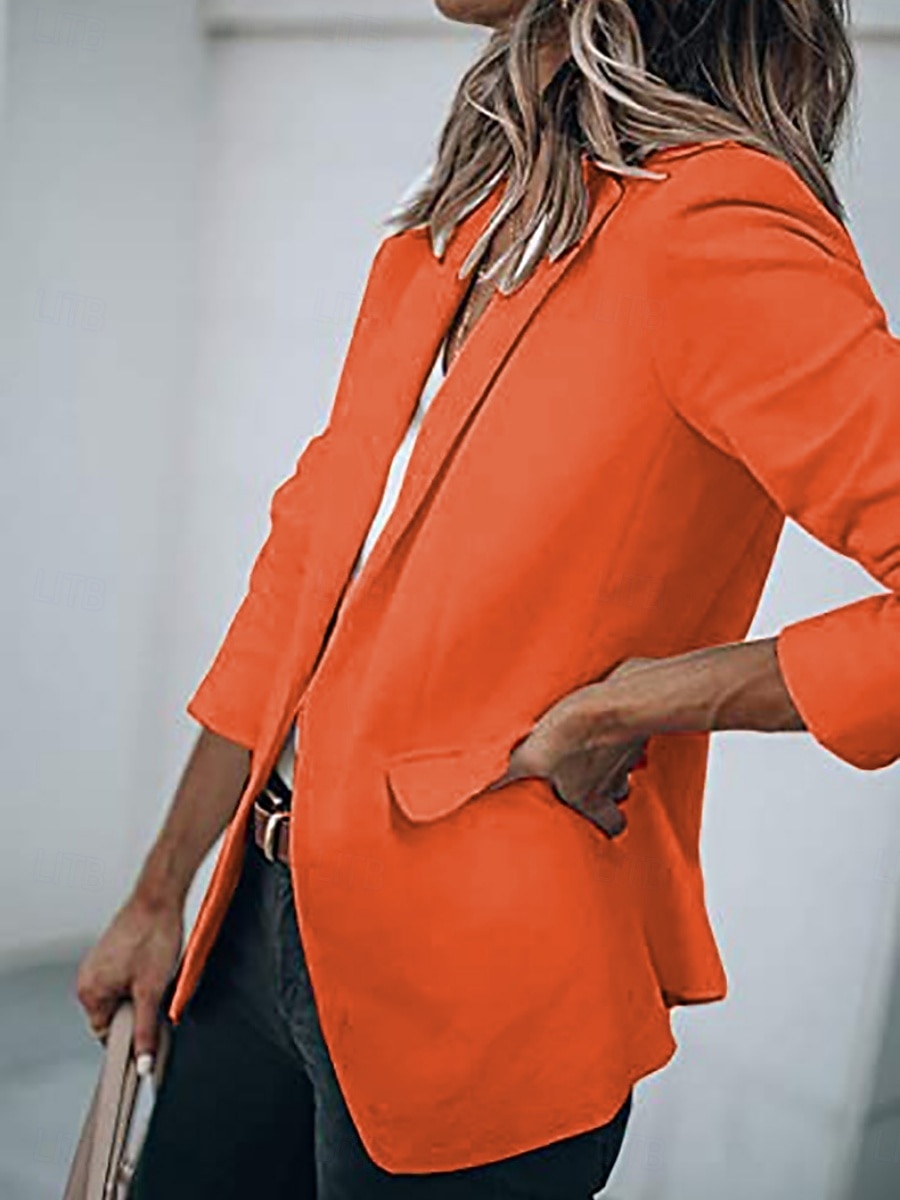 Damen Blazer Bequem Tasche Mode Lässig Einfach Straße Alltagskleidung Ausgehen Wochenende Regulär Gekerbtes Revers Schlank Langarm Oberbekleidung Schwarz Weiß Gelb Frühling Herbst 2026 - $29.99 –P10