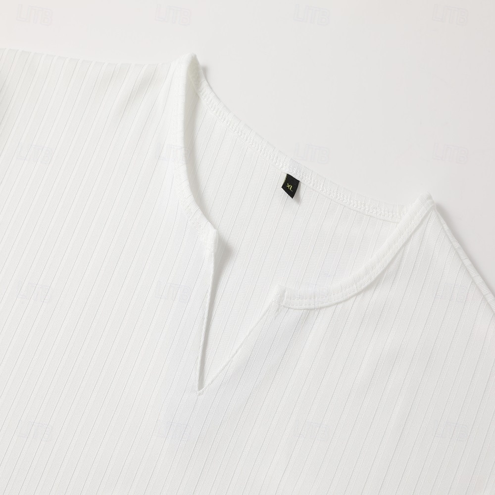 Per uomo Maglietta Canotta Muscolare Maglietta a Maglia a Coste Manica Corta Maniche Corte Scollo a V Con intaglio Estate Primavera Tutte le stagioni Semplice Testurizzato Striscia di Fossa Moda del 2026 a $21.99 –P5