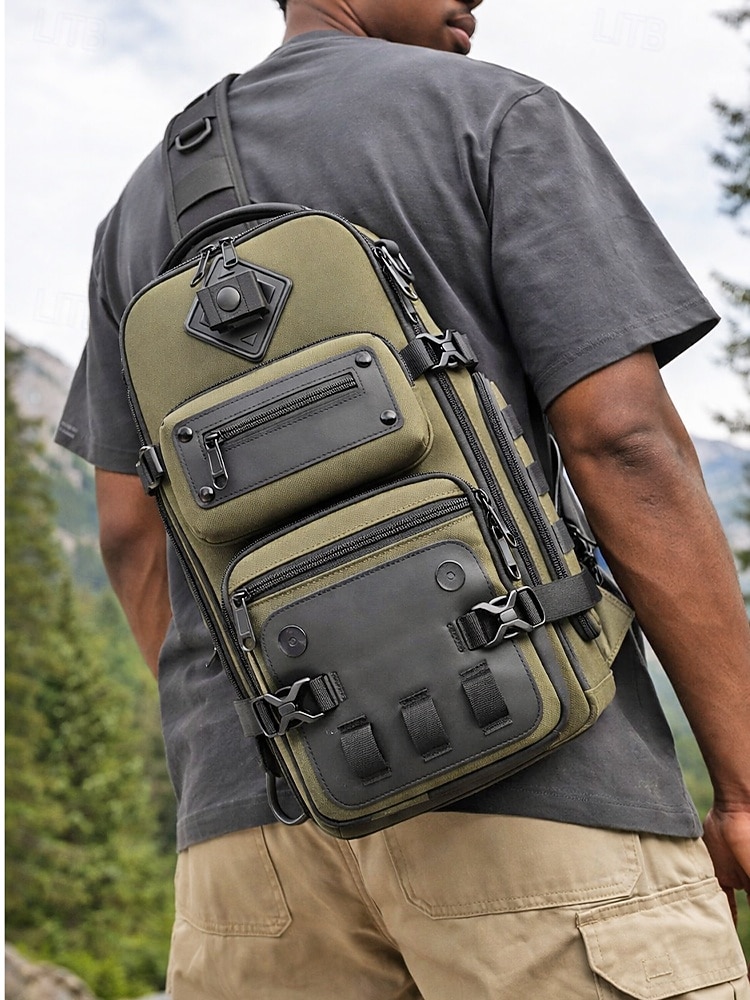 borsa a tracolla tattica da uomo: zaino a tracolla in poliestere di grande capacità con più tasche e stili di trasporto versatili, vari colori per escursioni all'aperto, viaggi e uso quotidiano casual del 2026 a $54.99 –P1