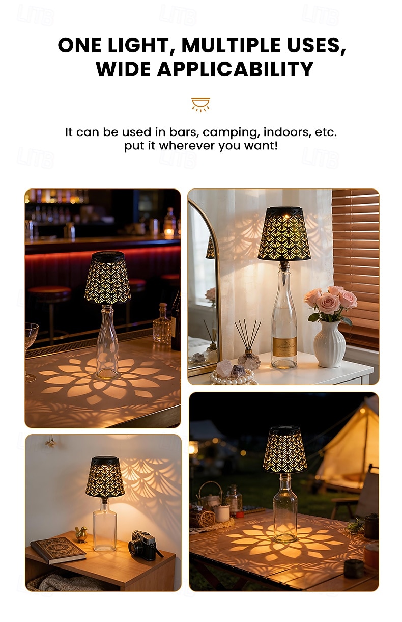 1 Pc Outdoor Solar LED Bottle Stopper Light, Wine Bottle Lamp, Embedded Light for Indoor Living Room, Dining Room, Bar, Camping, Tabletop Decor, Hollow Projection Accent Light 2026 - $23.99 –P2