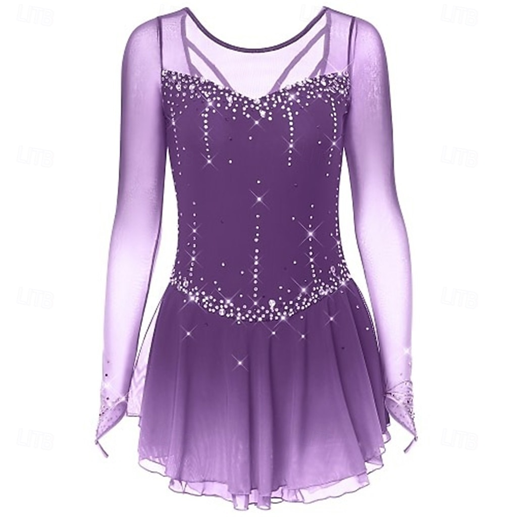 Vestido de patinaje artístico Chica Patinaje Sobre Hielo Vestidos Negro Blanco Amarillo Retazos Costura asimétrica Elástico Entrenamiento Competición Ropa de Patinaje Clásico Cristal / Strass Manga 2026 - $241.49 –P8