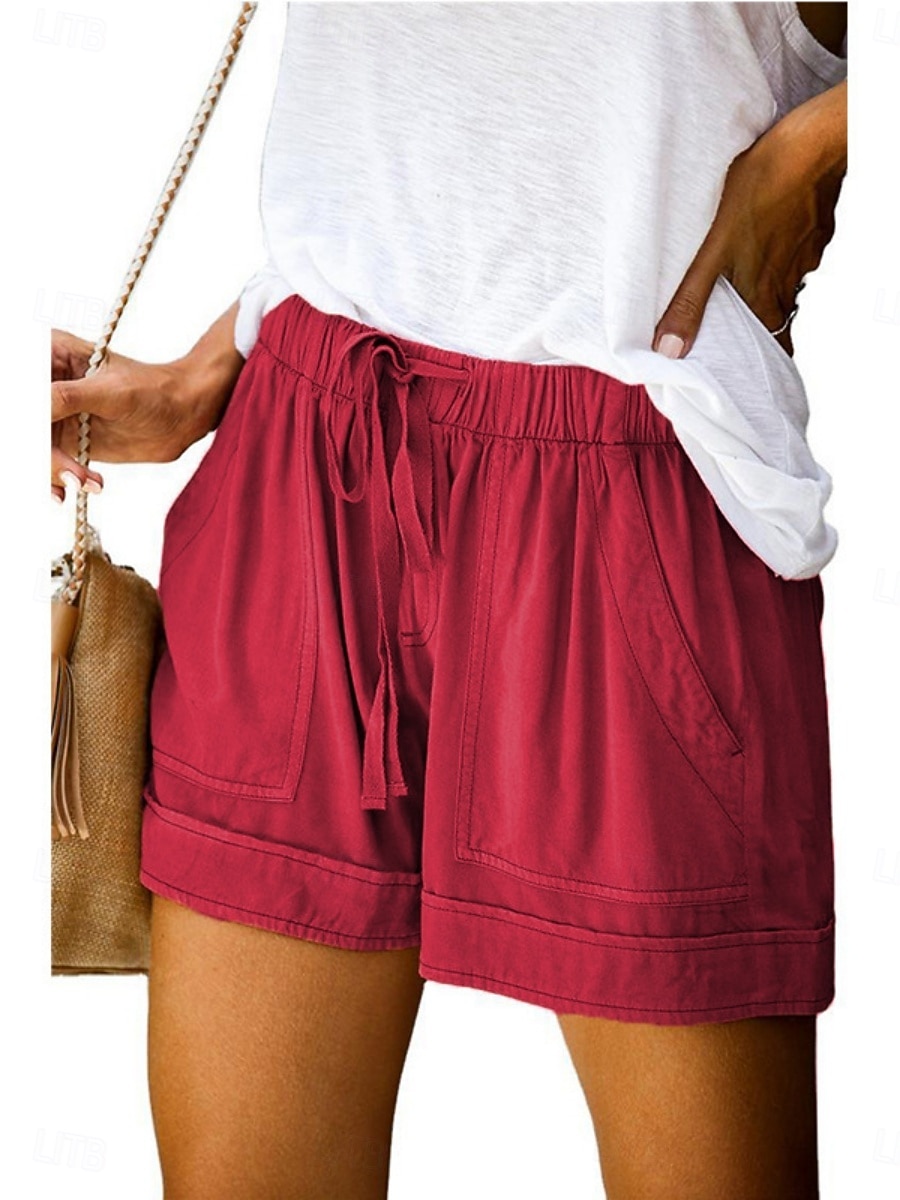 Damen Shorts Sommershorts Baggy-Shorts Urlaub Mode Streetwear Kurz Hohe Taille Einfach Kordelzug Tasche Elastischer Bund Atmungsaktivität Bequem Unelastisch Täglich Urlaub Straße Hellgrau Schwarz 2026 - $16.99 –P7