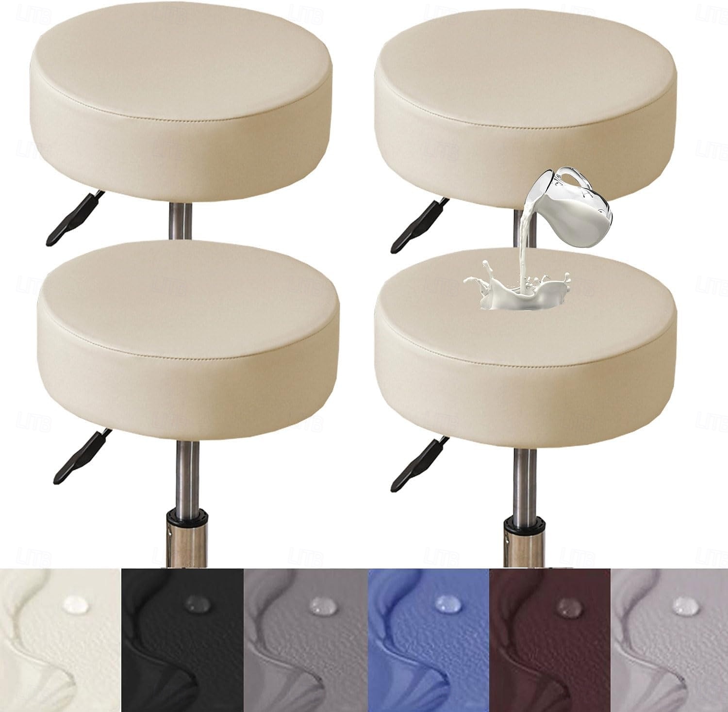 4 шт. эластичных водонепроницаемых чехлов для барных стульев из искусственной кожи, круглые кожаные чехлы для сидений барных стульев с эластичными лентами. 2026 - $28.99 –P9