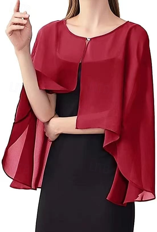 Women's Wrap Mother's Wraps Bridal's Wraps Wedding Guest 's Wraps Cape Elegant Ladies Formal Style Sleeveless Chiffon Wedding Wraps With Pure Color For Daily Summer 2026 - $22.99 –P5