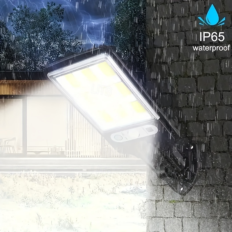 Verpakkingen van 4/8 stuks LED-wandlampen op zonne-energie met bewegingssensor, 108 COB-leds, inclusief afstandsbediening, voor tuin, erf, garage, pad, boerderij, straatverlichting, waterdichte 2026 - $46.99 –P4
