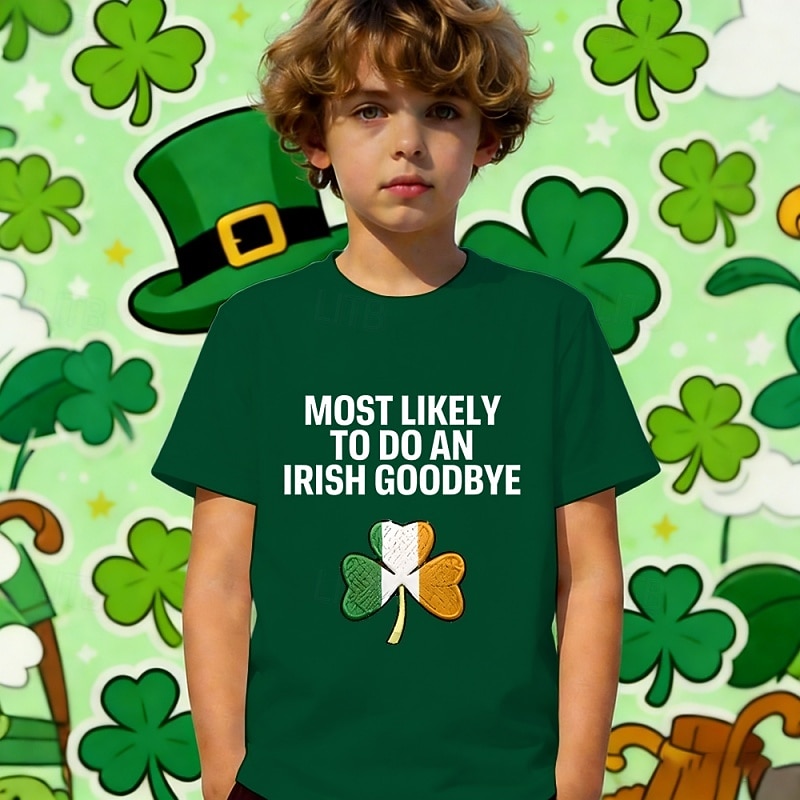 St. Patrick St. Paddy's Day Boys' 3D Graphic Letter T shirt Tee Short Sleeve 3D Print Summer Spring Sports Fashion Streetwear Kids 4-12 Years Crew Neck Casual Daily Outdoor Regular Fit 2026 - $14.49 –P3