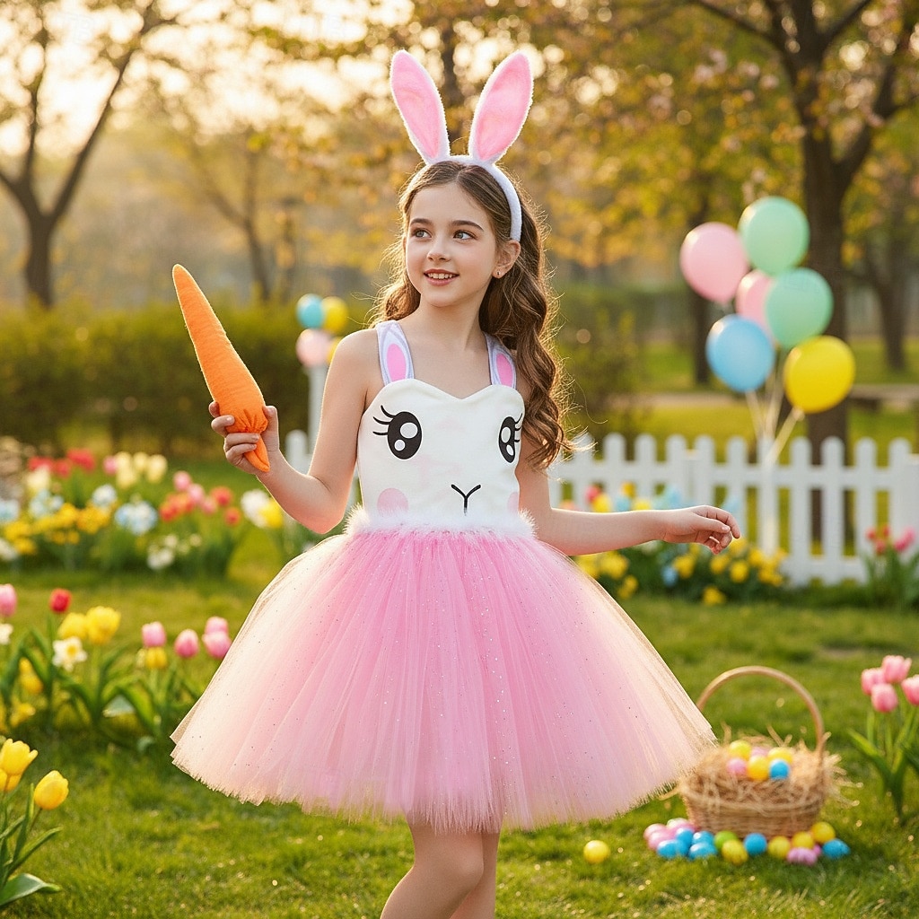 Tutu Robe Animal Lapin lapin de Pâques Robes Drôle Enfant Fille Halloween Pâques Carnaval Soirée Déguisements d'Halloween faciles Se déguiser de 2026 ? $30.99 –P4