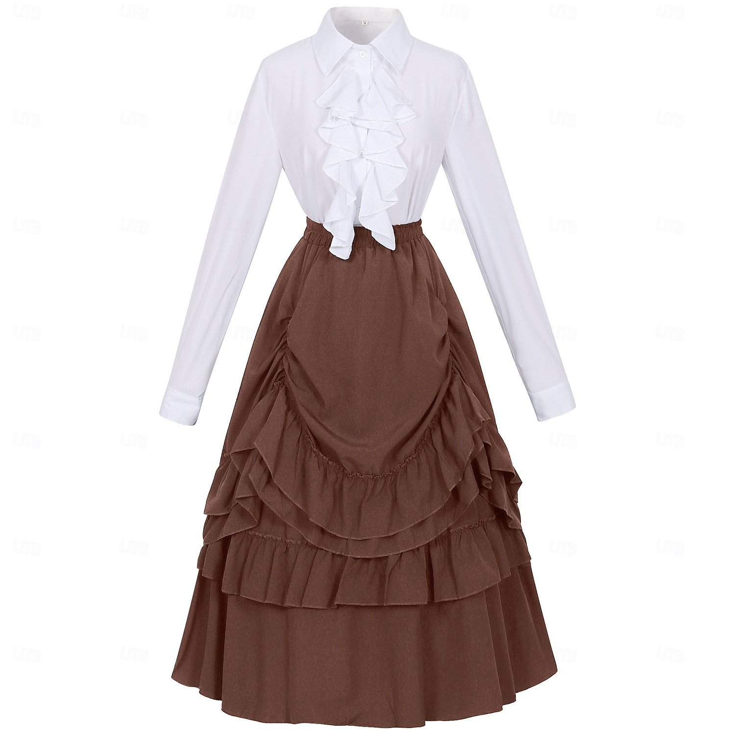 Conjunto Elegante Medieval Renacimiento Hasta el Tobillo Falda Blusa / Falda Larga Princesas Dama Corte A Disfraz Mujer Fantasía Navidad Víspera de Todos los Santos Feria del Renacimiento LARP Adulto 2026 - $103.99 –P5
