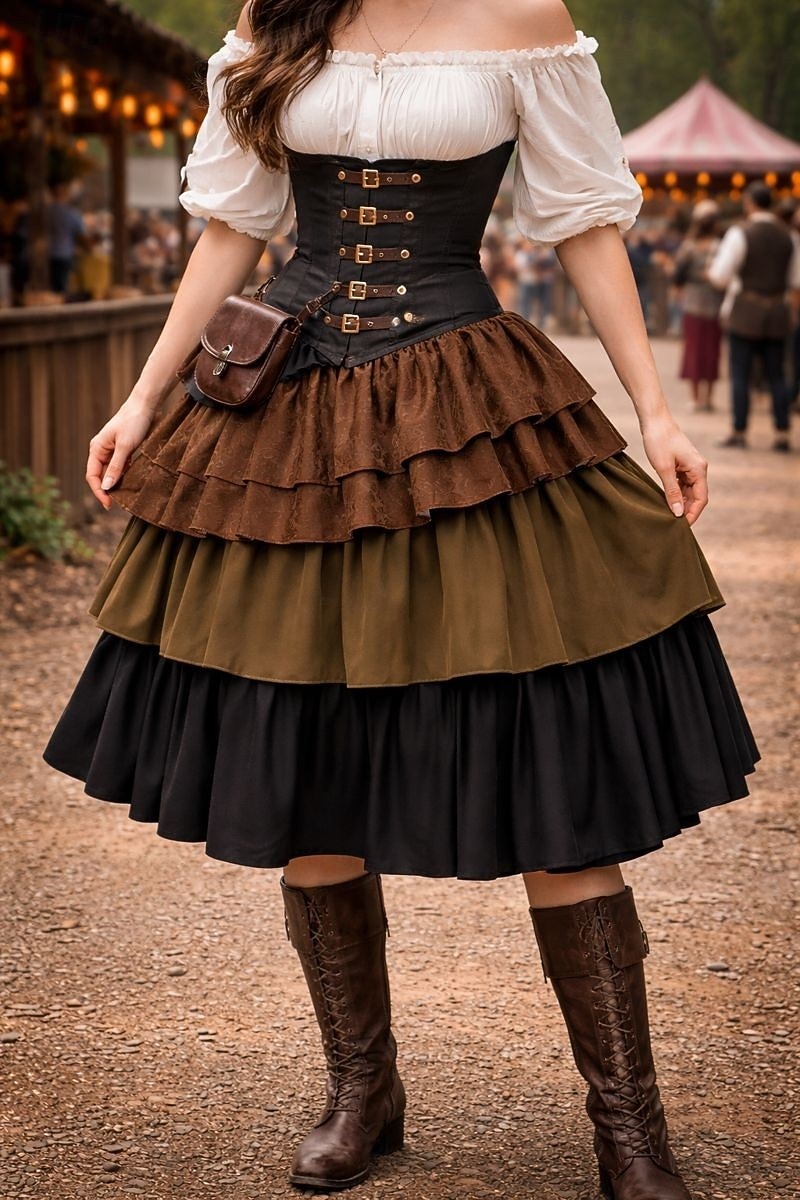 Medievale Rinascimento Steampunk Gonna Costume di fantasia Pirata Costume Per donna Halloween Carnevale Performance LARP Fiera Rinascimentale Adulti Gonna del 2026 a $65.99 –P18