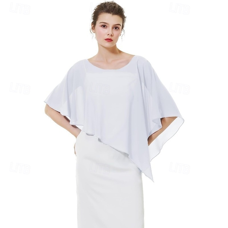 Bolero Chusty Mamy Chusty dla nowożeńców Chusty dla gości weselnych Peleryna Elegancja damska Styl formalny Bez rękawów Szyfon Chusty ślubne Z Czysty Kolor Na Codzienny Lato 2026 - $22.99 –P1