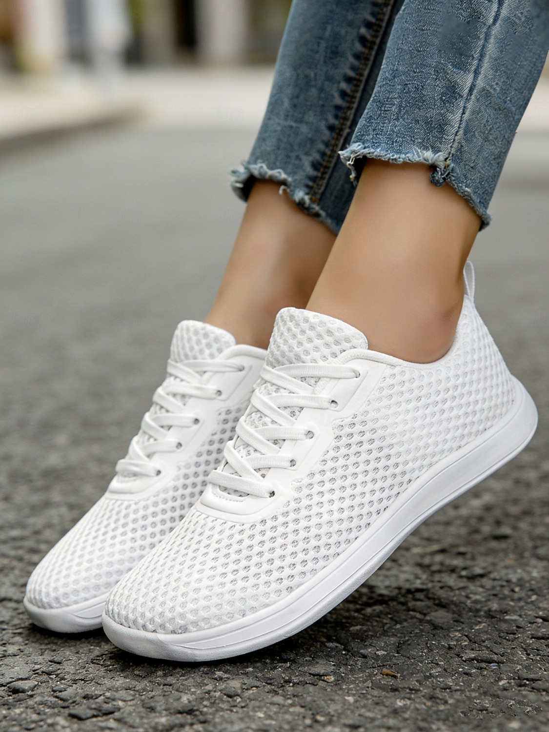 Women's White Wide Fit Breathable Mesh Sneakers - Lightweight Mesh Walking Shoes for Resort Streets, Vacation Travel & Everyday Casual Comfort 2026 - $32.99 –P7