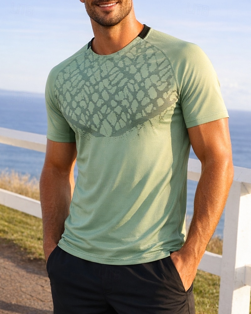 Муж. Графика Футболка для бега Компрессионная футболка Спортивная рубашка Спортивный топ Лето С короткими рукавами Быстровысыхающий Влагоотводящие Дышащий Тренировка в тренажерном зале Прогулки Бег 2026 - $20.99 –P5