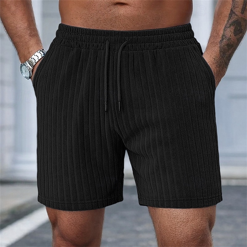 Bărbați Pantaloni Scurți Pantaloni scurți casual Jacquard Texturat Simplu Confort Respirabil Peste Genunchi Casual În aer liber Plajă Vacanță Modă Negru Roșu Vin Strech 2026 - $18.99 –P2
