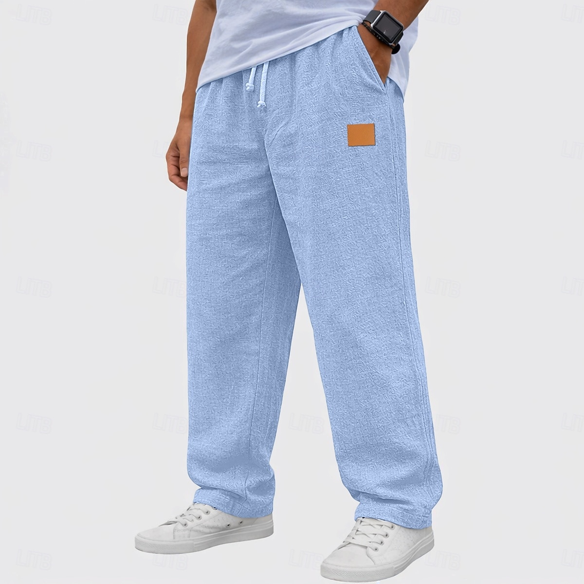 Herren Leinenhosen Hose Sommerhose Baggy-Hosen Freizeithose Kordelzug Elastischer Bund Gerader Schnitt Einfach Komfort Atmungsaktiv Volle Länge Täglich Outdoor Ferien Mode Klassicher Stil Schwarz Weiß 2026 - $22.99 –P9