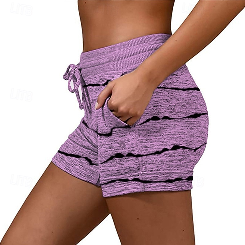 Damen Jogginghose Chinos Shorts Urlaub Mode Streetwear Kurz Hohe Taille Gestreift Elastischer Bund Drucken Bequem Komfort Weich Dehnbar Outdoor Urlaub Straße Blau Hellgrau Königliches Blau Purpur 2026 - $16.99 –P10