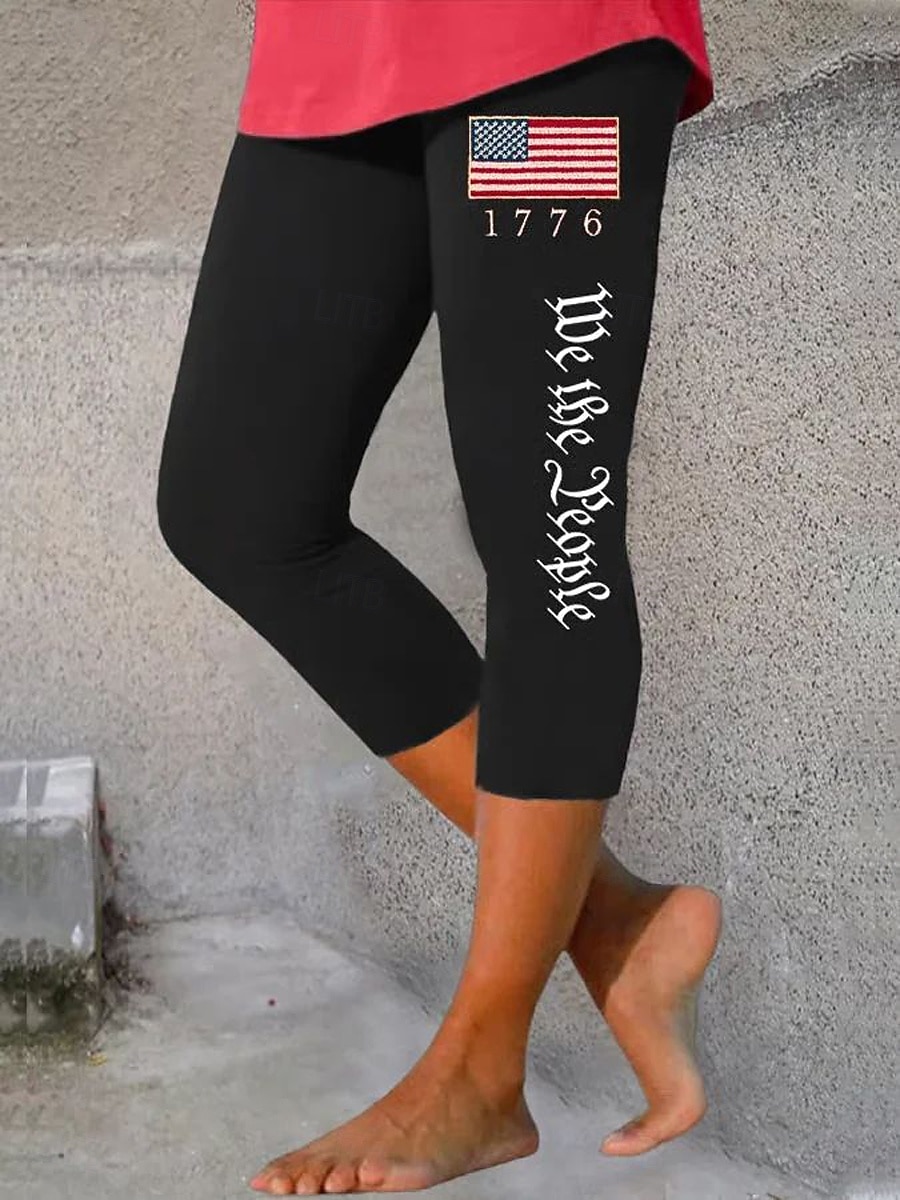 Festa dell'Indipendenza Pantaloni Capri Leggings Patriottici da Donna Vacanza Hawaii Elegante Capri Vita Media Pantaloni Grafica Stampa Bandiera Nazionale Comodi Elasticizzati All'aperto Vacanza del 2026 a $21.99 –P1