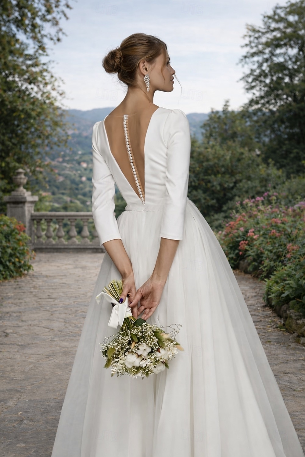 A-linja Polven yli Häämekot Morsiuspuvut Hääpuku Vintage 1940/1950-luku Valkoiset pikkumekot 3/4 hiha V kaula-aukko valmistuminen Syntymäpäivä Satiini Tylli kanssa Solid Color 2026 - $109.99 –P2