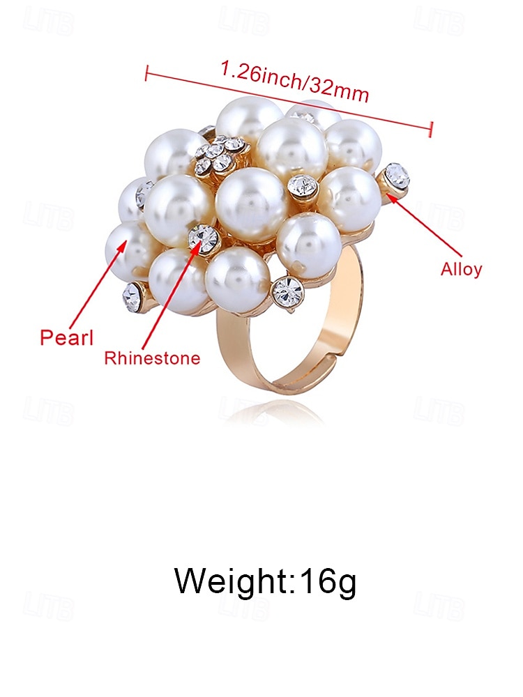 Женское кольцо с искусственным жемчугом, элегантное регулируемое коктейльное кольцо золотого и серебряного цвета, винтажное свадебное украшение для свадеб, вечеринок, вечерних мероприятий и торжественных случаев. 2026 - $9.99 –P10