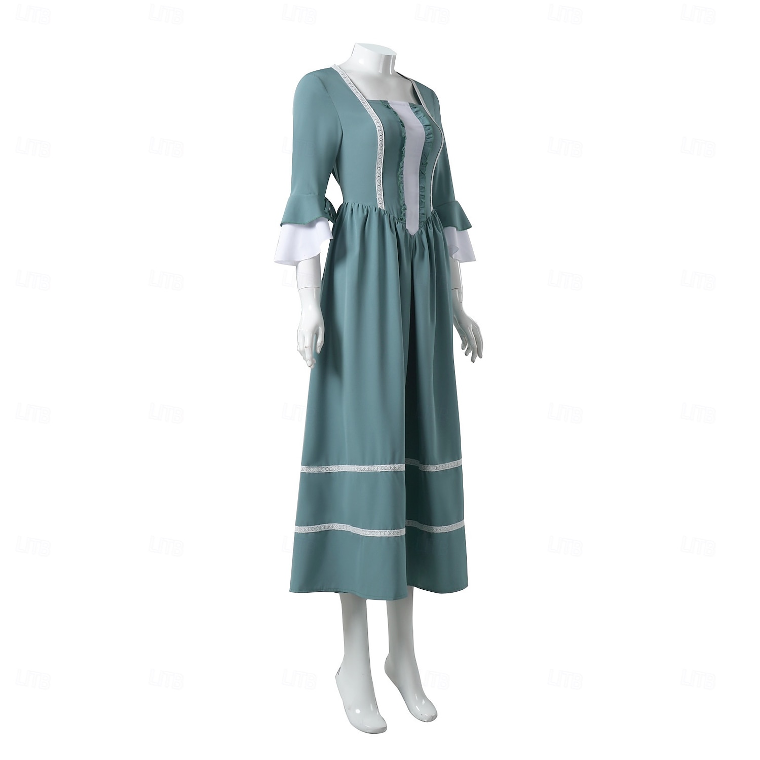 Retro Antiguo Medieval Renacimiento Hasta el Suelo Vestidos Campana Princesas Escote Cuadrado Disfraz Mujer Fantasía Víspera de Todos los Santos Carnaval Mascarada Feria del Renacimiento LARP Adulto 2026 - $59.99 –P2
