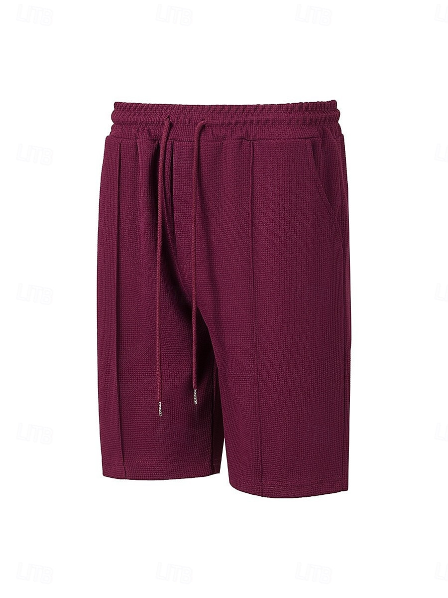 Homens Calções Waffle Calção Shorts de verão Shorts casuais Com Cordão Bolsos Cintura elástica Tecido Conforto Respirável Curto Ao ar livre Férias Verão Desporto Casual Vinho Micro-Elástica de 2026 por $18.99 –P16