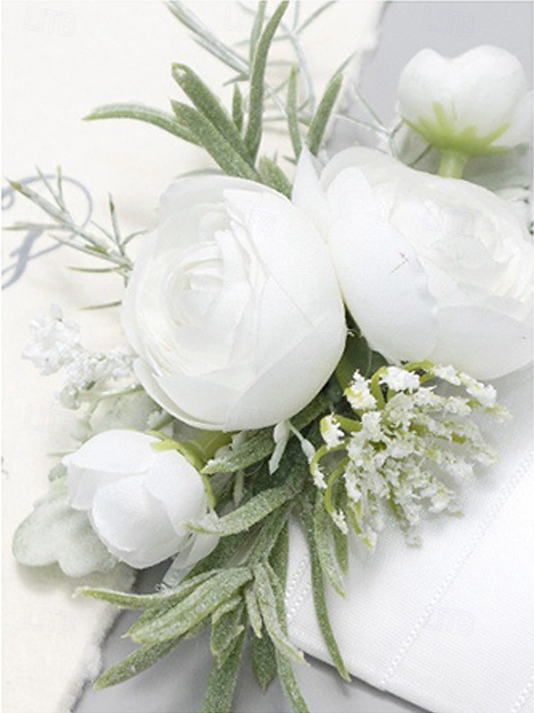 Einstecktuch für Herren, Kunstblume aus Polyester, weiß und rosa, praktisches Design, ideal für Hochzeiten und festliche Anlässe 2026 - $11.99 –P6