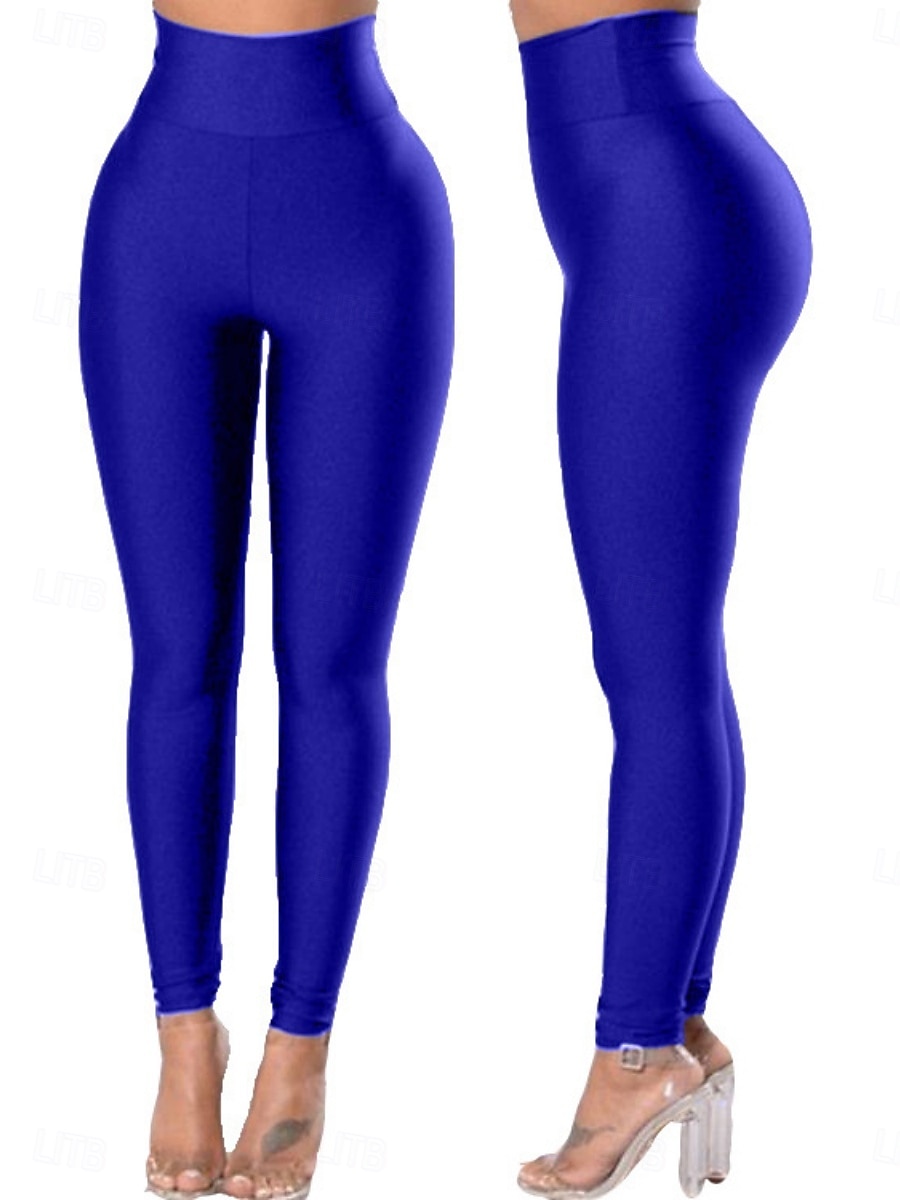 Women's Trousers Leggings Fashion Streetwear Basic Full Length High Waist Plain Pocket Elastic Waist Comfortable High Elasticity Daily Gym Running Blue Black White Burgundy Spring Fall Regular Fit 2026 - $12.99 –P4