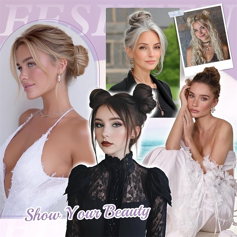2PCs Small Messy Bun Hair Piece for Thin Hair Women Girl Mini Synthetic Elastic Wavy Space-bun Scrunchies Updo Hairpi 2026 - $12.99 –P5