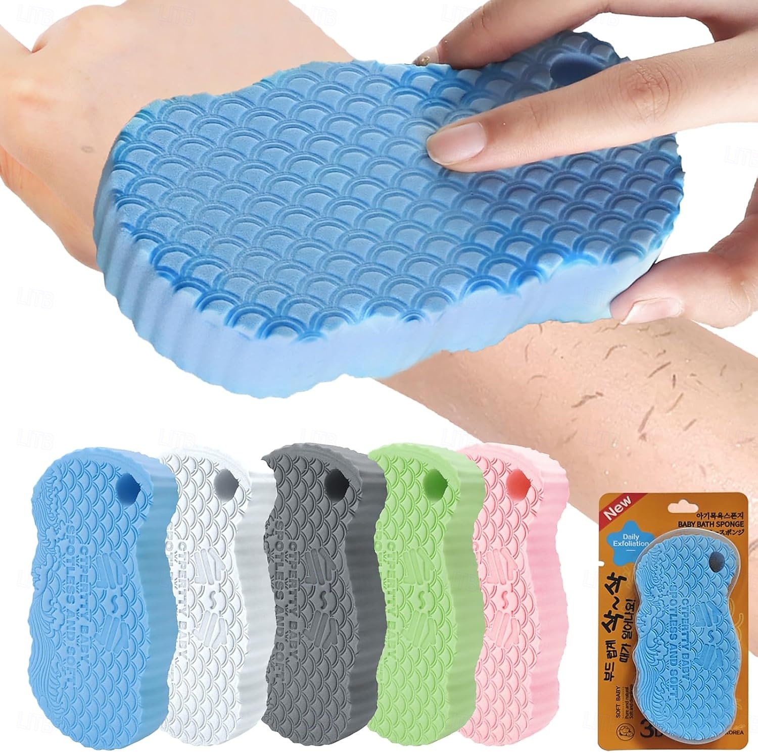 5pcs Magic Exfoliating Body Scrubber,3D Super Soft Exfoliating Bath Sponge, Removes Dead Skin and Impurities from Body-Skin Friendly and Reusable for Adults Children 2026 - $24.99 –P1