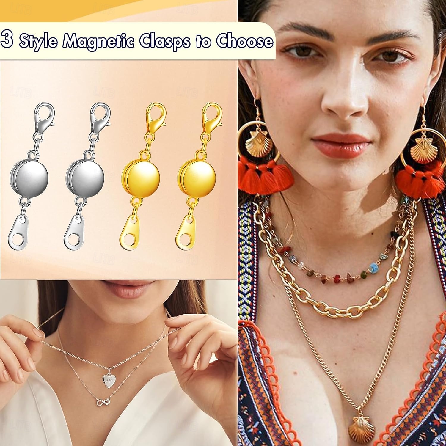 Balení 12 magnetických zapínání a sponek na náhrdelníky. Prodlužovač šperků na náhrdelník se silným magnetem. Magnetická spona na náhrdelník pro výrobu šperků, náhrdelníků a náramků. Zlaté a stříbrné 2026 - $15.99 –P5