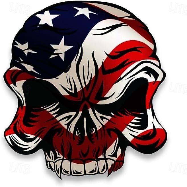 Confezione da 10 adesivi con teschio e bandiera americana, decalcomanie in vinile con bandiera patriottica degli Stati Uniti per auto, camion, caschi, computer portatili, adesivi con teschio del 2026 a $19.99 –P2