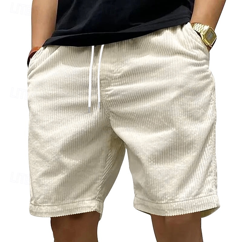 Herren Shorts Freizeitshorts Cordshorts Tasche Elastischer Bund Rein Einfach Vertikale Streifen Komfort Atmungsaktiv Über dem Knie Lässig Outdoor Strand Urlaub Mode Schwarz Weiß Mikroelastisch 2026 - $18.99 –P5