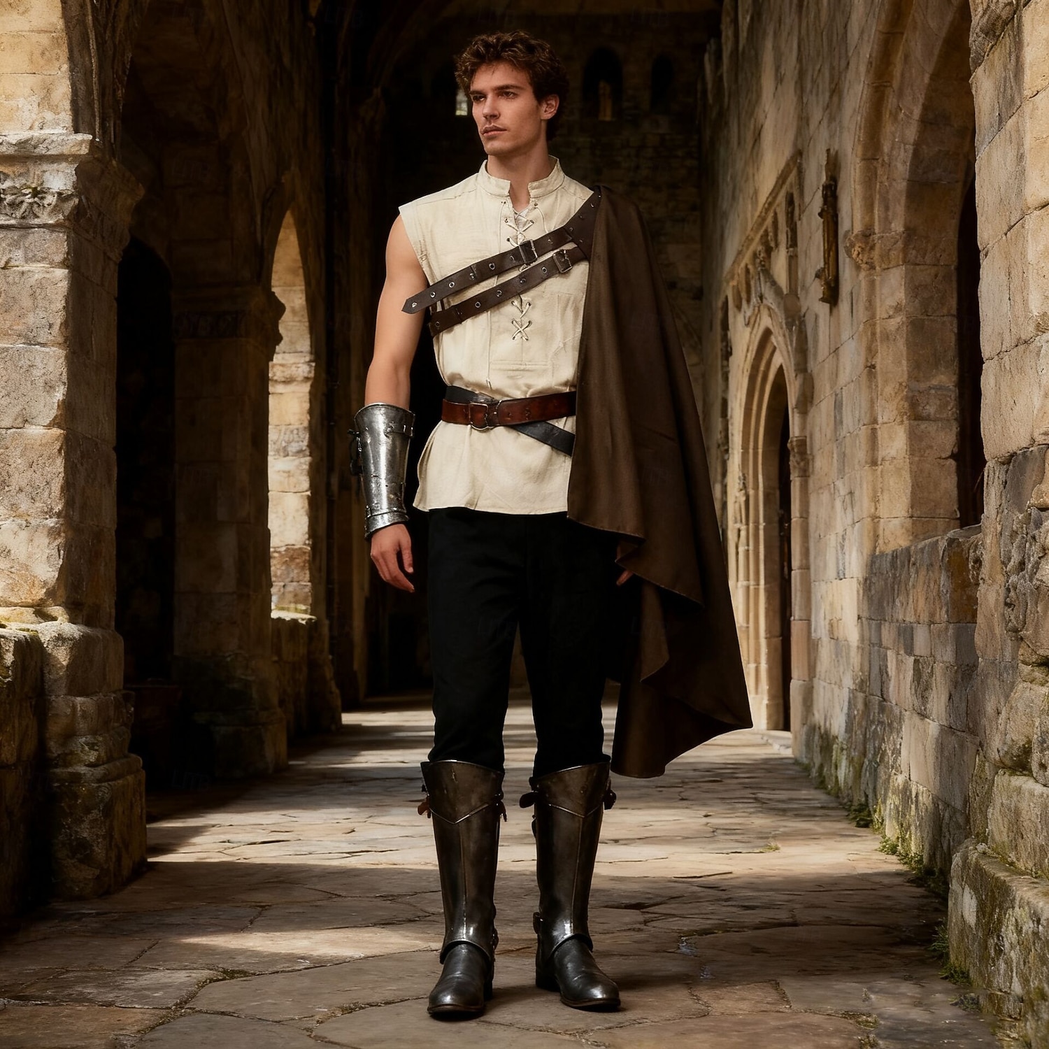 Médiéval Renaissance Costume élégant Guerrier Chevalier Viking Déguisement Homme Viking Fantaisie Halloween Carnaval Performance LARP Foire de la Renaissance Adulte Chemise Pantalon Ceinture de 2026 ? $108.99 –P1