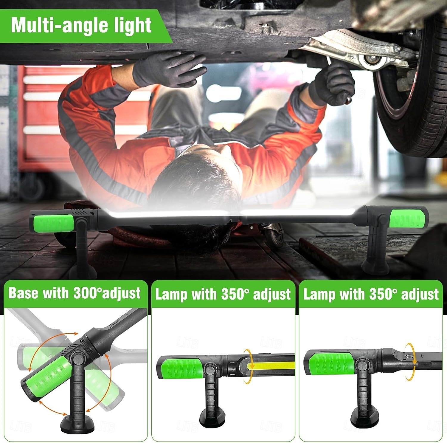 Lampă de lucru pentru mecanic, LED 2400lm, reîncărcabilă 4400mah, magnetică, lanternă de lucru sub capotă cu cârlige pentru reparații/inspecții/garaj/atelier/urgență auto 2026 - $131.99 –P2