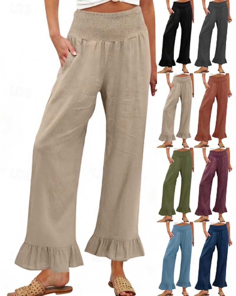 Pentru femei Pantaloni Pantaloni casual Drept Modă Șic Stradă De Bază Lungime totală Talie Înaltă Simplu Buzunar Talie elastică Comfortabil Inelastic Zilnic Vacanță Stradă Albastru piscină Negru 2026 - $26.99 –P1