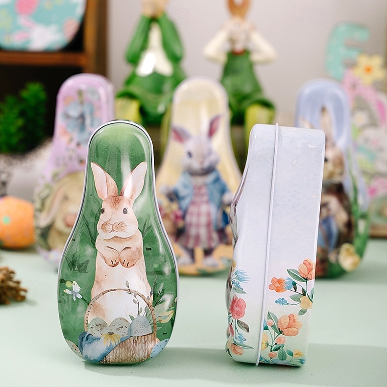 1pc Easter Bunny Tin Box, Colorful Metal Cookie Candy Box, Cartoon Rabbit Gift Container for Kids, Easter Decoration 2026 - $5.99 –P6