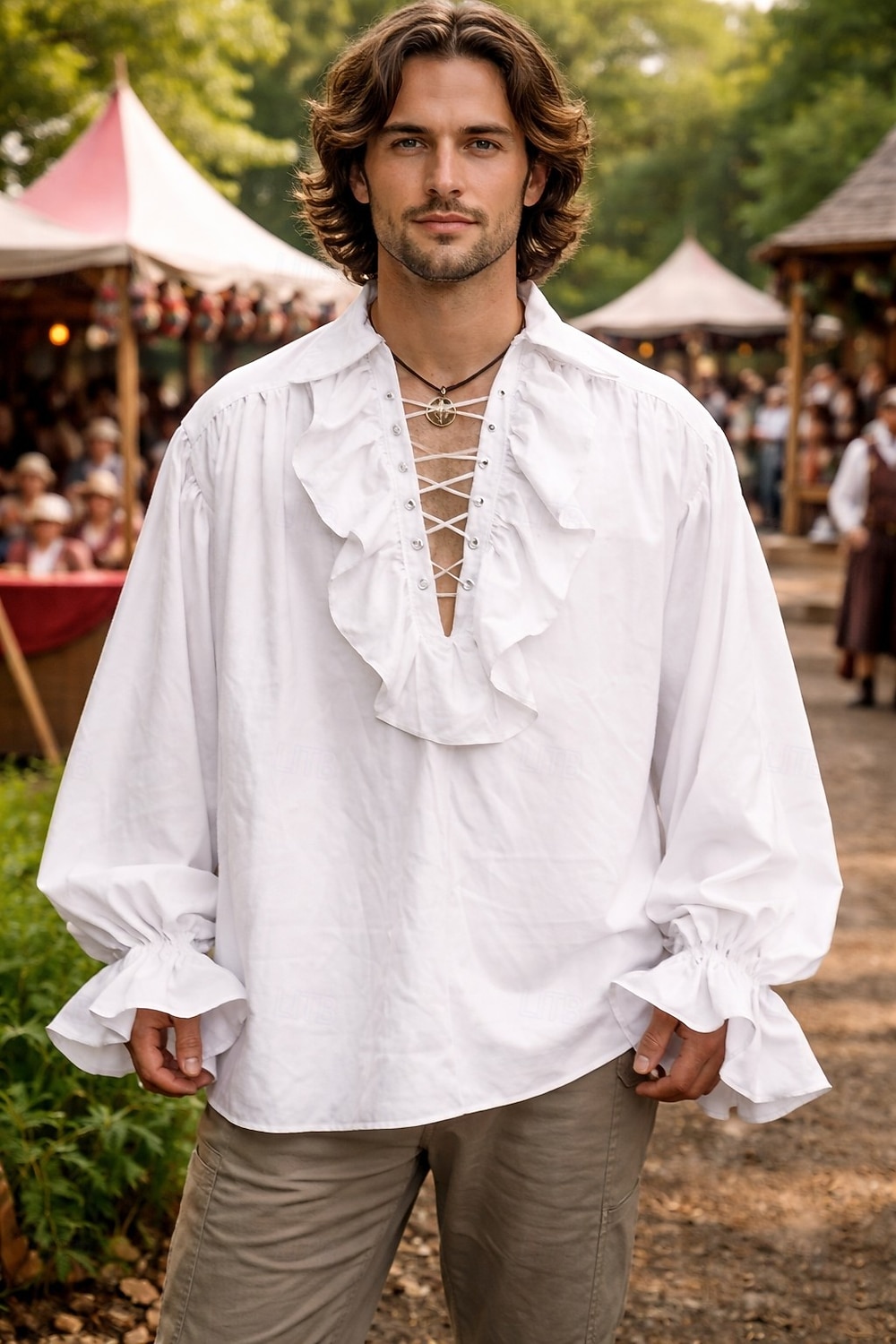 ימי הביניים רנסנס סטימפונק חולצה פיראט אביר ויקינג תחפושות בגדי ריקוד גברים פיראט האלווין (ליל כל הקדושים) קרנבל הצגה מסיבה\אירוע ערב LARP מבוגרים חולצה 2026 - $27.99 –P9