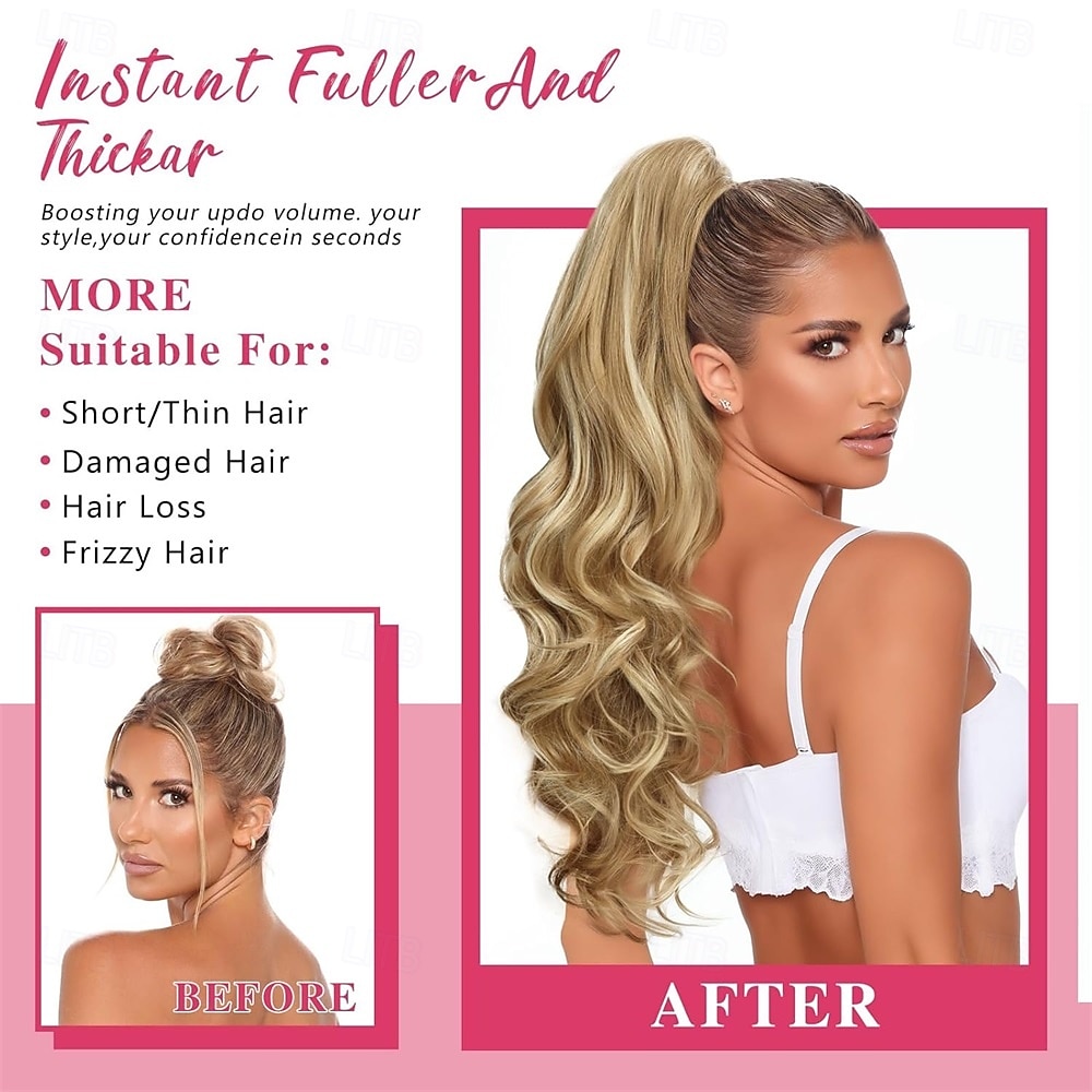 2026年 24インチの長いウェーブポニーテールエクステンション、バーガンディオンブルクロークリップヘアピース、長いカールウェーブワインレッドポニーテールヘアエクステンションジョークリップオンポニーテールヘアピース女性用24インチ  コレクション – $22.99 –P4