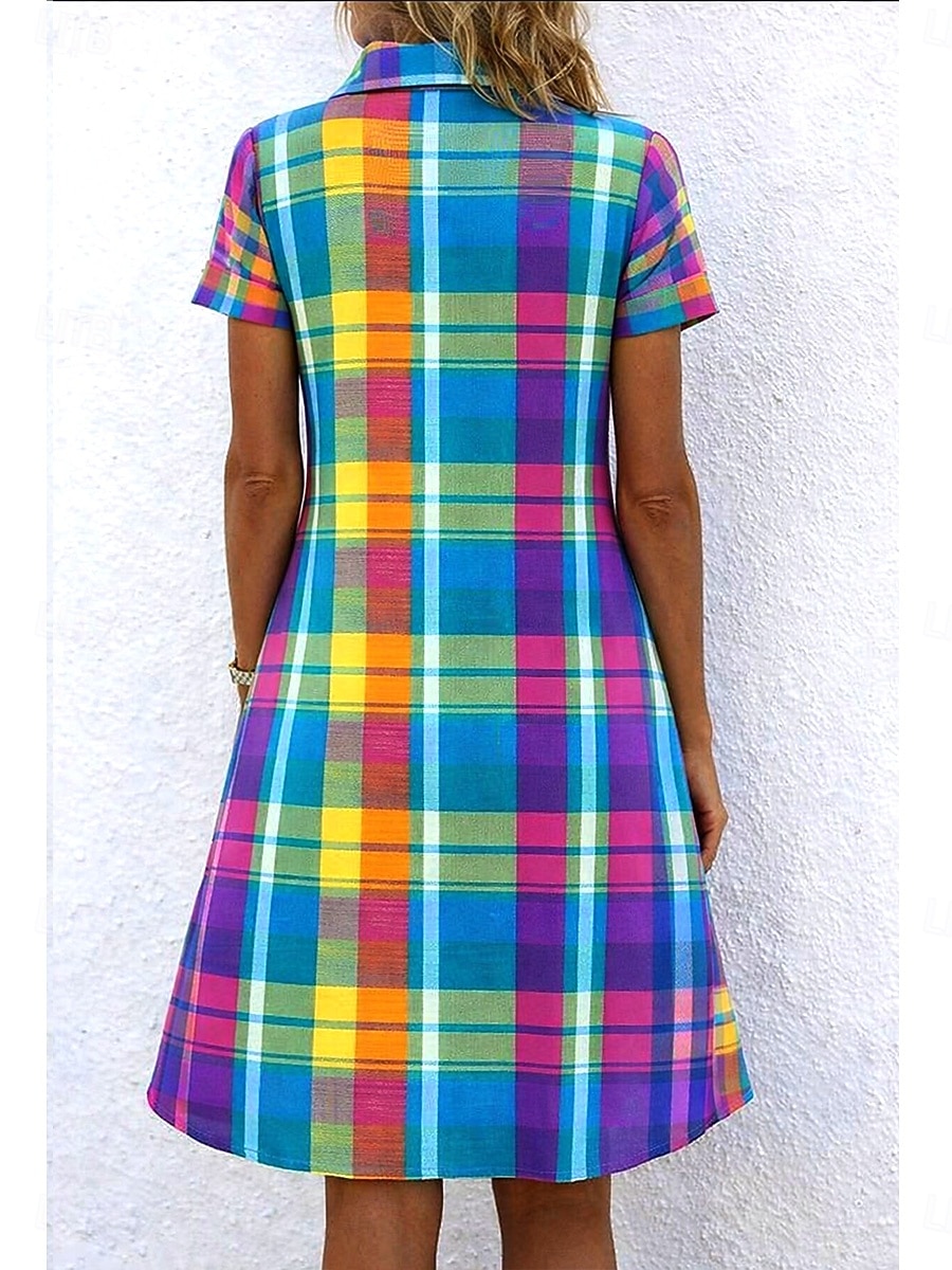 Per donna Mini Abito Abito Estivo Vacanza Casual Boho Quotidiano Spiaggia Vestibilità regolare Floreale Grafico A Pois Manica Corta Bavero Blu Rosso Blu reale Marrone chiaro Estate Primavera del 2026 a $29.99 –P3