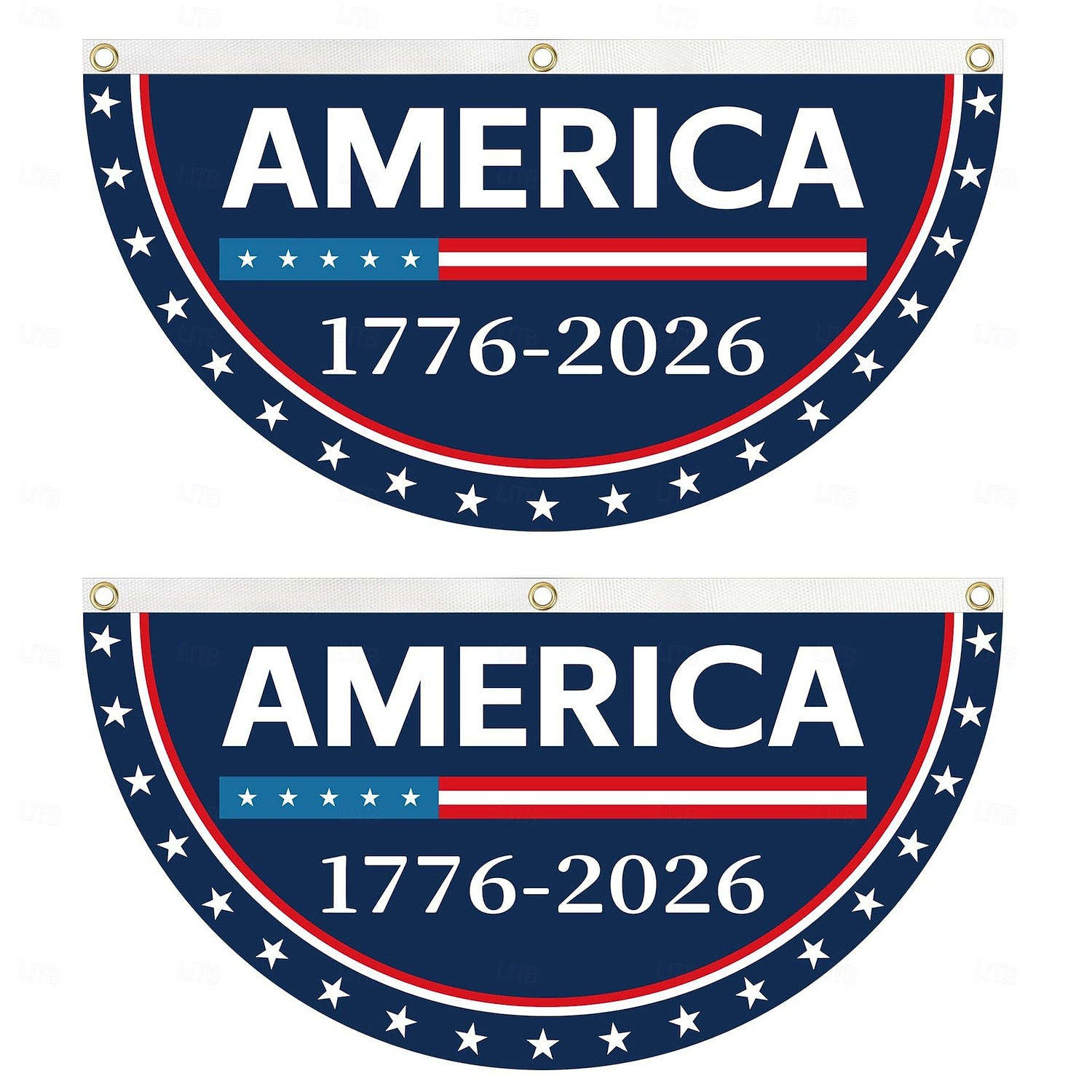 2 stk. amerikansk 250-årsjubileumsflagg, halvrundt til dekorasjoner, 250-årsjubileumsbanner, patriotisk flagg til uavhengighetsdagen og nasjonale feiringer 2026 - $18.99 –P1
