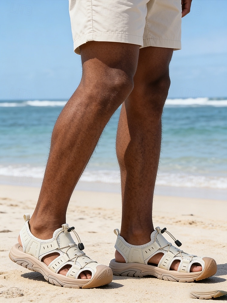 Ανδρικά σανδάλια εξωτερικού χώρου από τεχνητό δέρμα, casual αλλά και κομψά για βραδινές βόλτες σε θέρετρα και βόλτες στην παραλία 2026 - $46.99 –P1