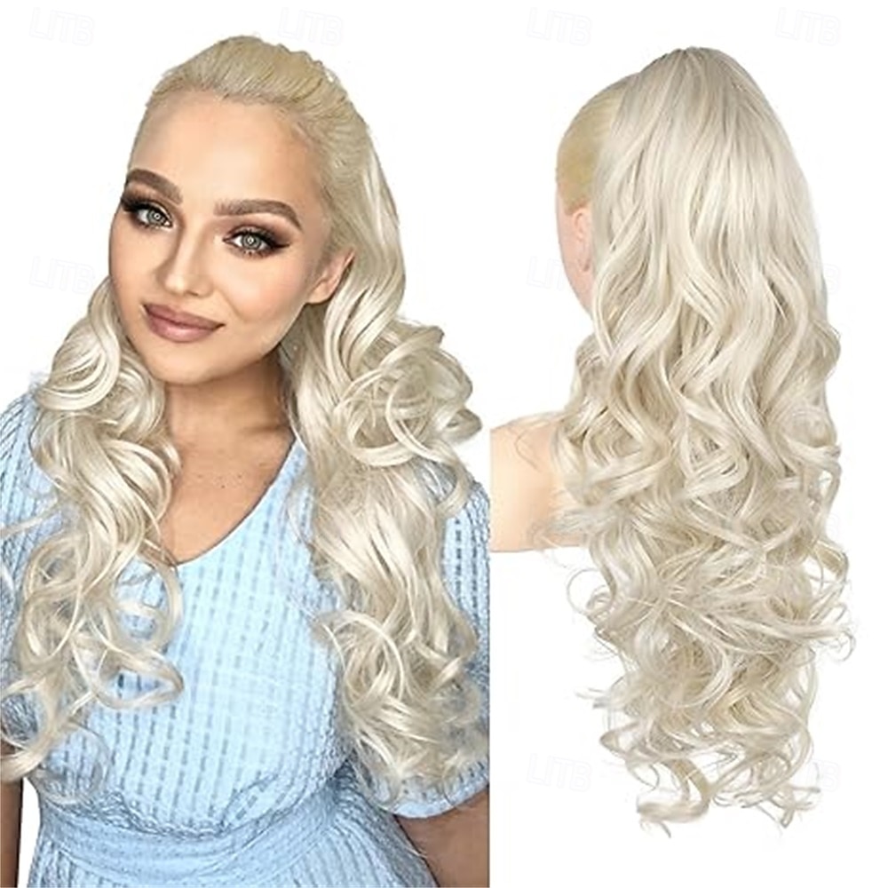 poninhäntäpidennys, 26 tuuman kiristysnyörillä varustettu poninhäntäpidennys, pitkät kiharat, laineikkaat poninhännät, synteettiset klipsillä varustetut poninhäntäpidennykset naisille, tumman 2026 - $22.99 –P2