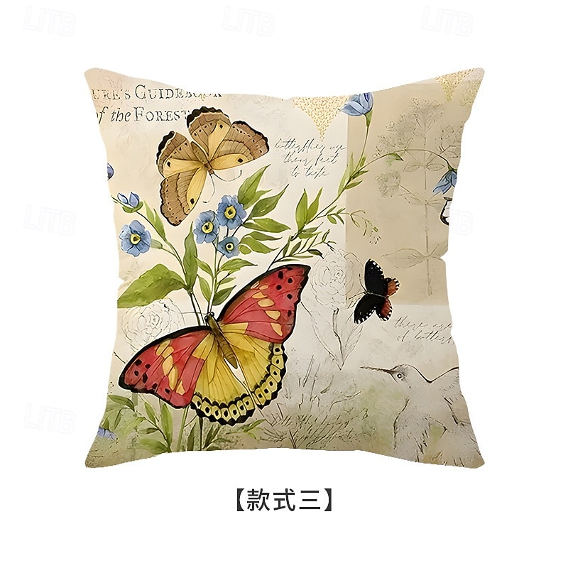 Capa de almofada decorativa em linho com estampa floral de primavera e pássaros, ideal para sala de estar, sofá e decoração de casa. de 2026 por $9.99 –P7