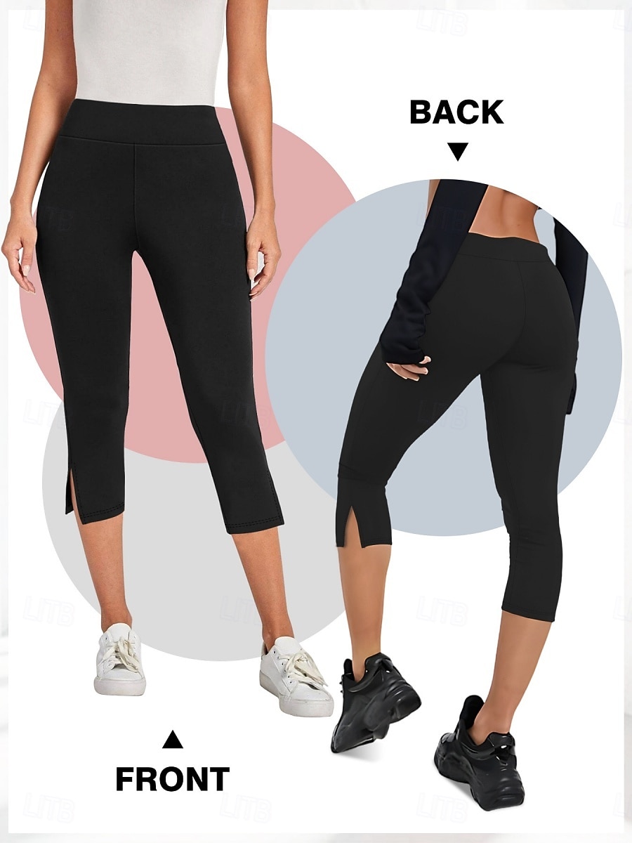 Dam Capribyxor Sommarshorts Damasker Mode Streetwear Grundläggande Vadlängd Hög midja Slät Elastisk midja Mateial som andas Bekväm Elastisk Dagligen Semester Gym Mörkgrå Svart Marinblå Sommar Vår 2026 - $17.99 –P8